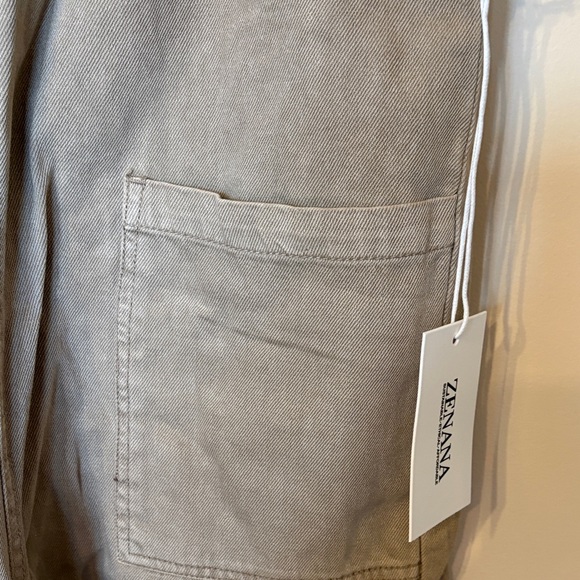 Zenana Outfitters Beige Knot-Detail Wide Overalls - Picture 3 of 8